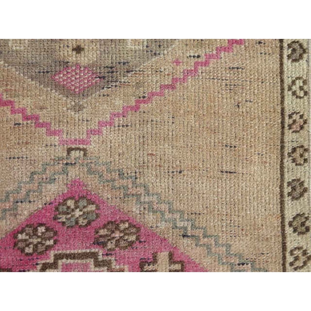 Mid 20th Century Extra Long Vintage Turkish Carpet Runner Pink Rug Runner For Sale - Image 9 of 12