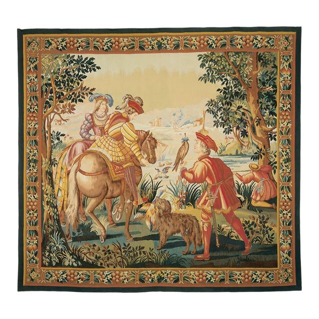 Les Fauconniers Handwoven Tapestry - 244 X 262 Cm (8'0" X 8'7") - Requires Rod Size 6 For Sale