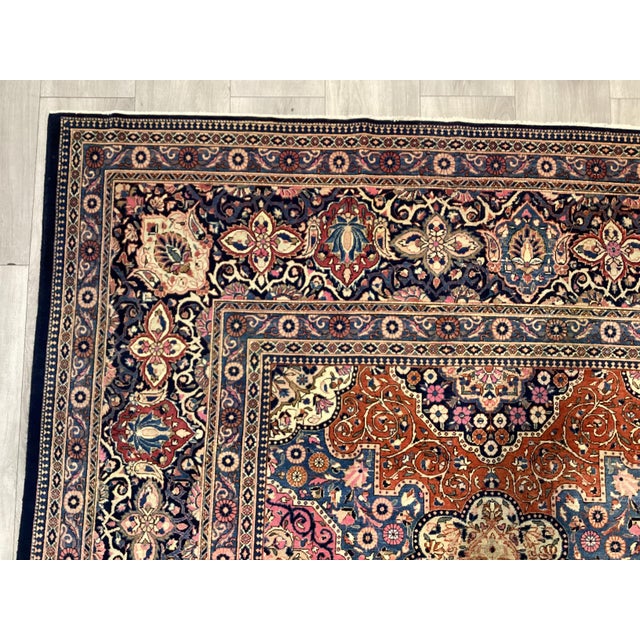 Antique Persian Dabir Kashan Rug 10'2" X 13'8" For Sale - Image 4 of 5