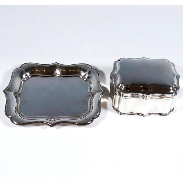 Antique Silver Tin on Presenter attributed to J.M. Van Kempen en Zonen, Netherlands, 1872, Set of 2 For Sale - Image 4 of 12