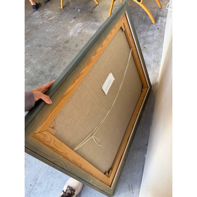 Abstract Vintage Abstract Painting by Karen Werliin – Framed Modern Expressionist Artwork – Blue Red Composition For Sale - Image 3 of 8