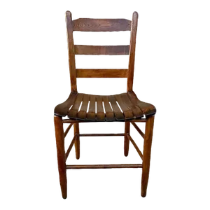 Mid 20th Century Vintage Farmhouse Style Oak Slat Bottom High Back Chair