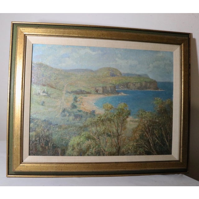 Antique 1900's Original Joseph Wolinski Landscape Coast Nautical Oil Painting For Sale - Image 10 of 12