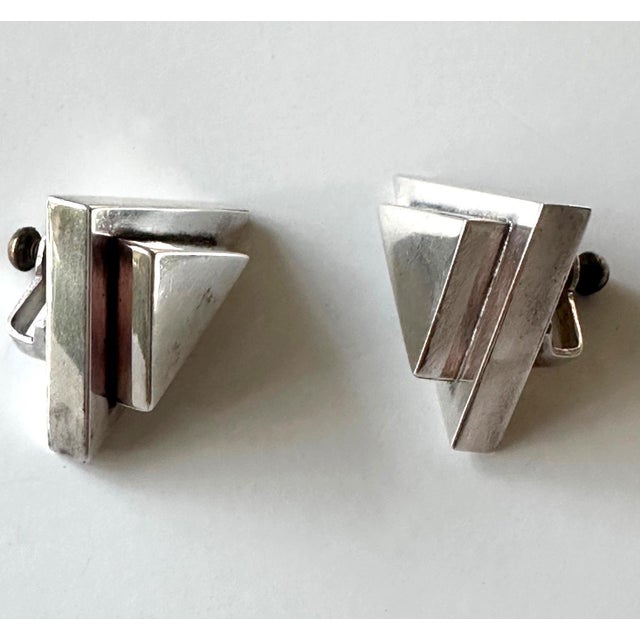 Modern Bird Motif Sterling Silver Necklace and Earrings Set Graziella Laffi For Sale - Image 12 of 14
