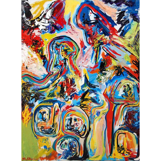 Finn Pedersen, Composition, 1985, Acrylic on Canvas For Sale