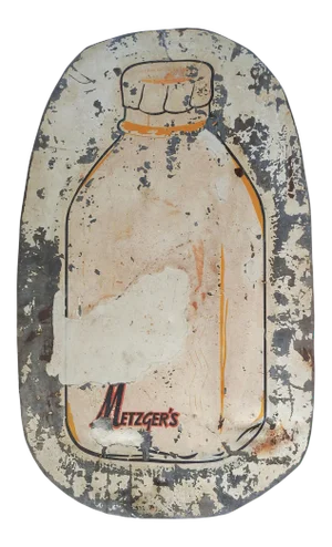 Vintage Distressed Metzger's Milk Bottle Sign