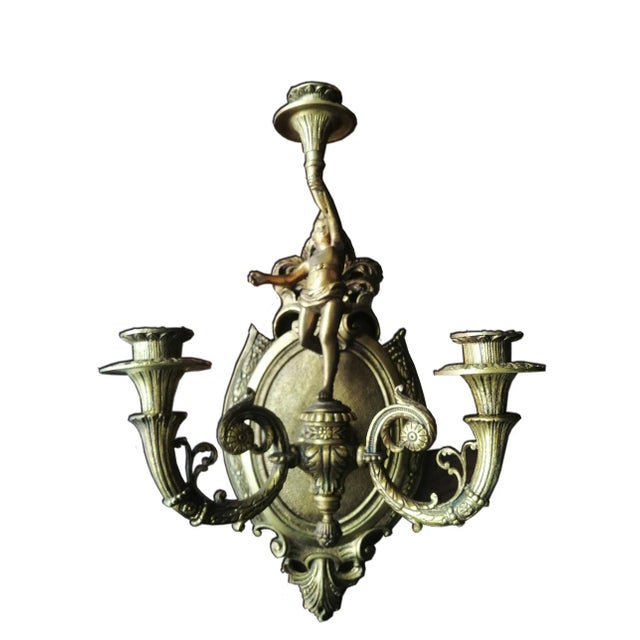 Bronze Cherub Sconces, 1930s, Set of 2 For Sale - Image 4 of 14