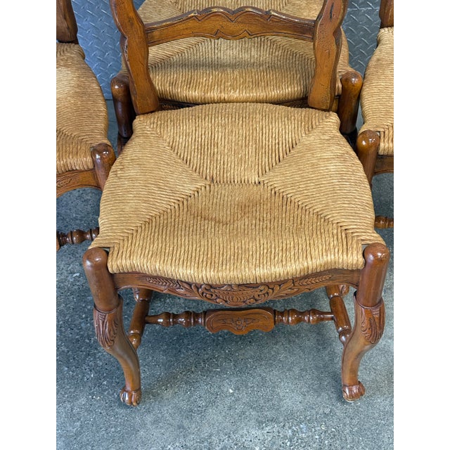 Textile Habersham French Country Farmhouse Ladderback Rush Seat Dining Chairs - Set of 4 For Sale - Image 7 of 12