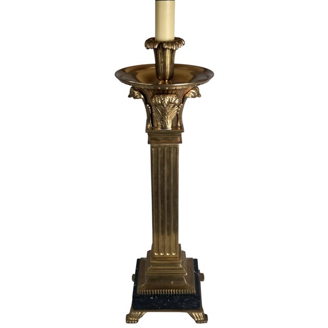 A massive and exceptionally crafted Neoclassical Corinthian column table lamp by the Chapman Manufacturing Company, dated...