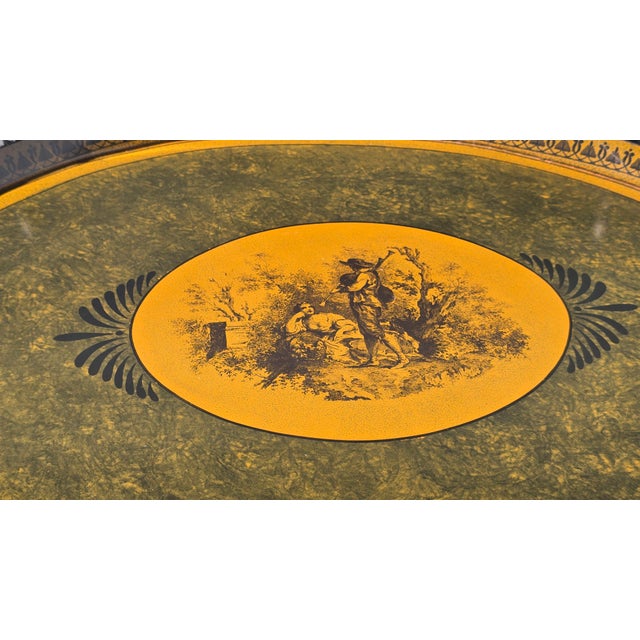 Vintage Hollywood Regency Faux Bamboo Chinoiserie Tole Tray Coffee Table Italy For Sale - Image 9 of 17