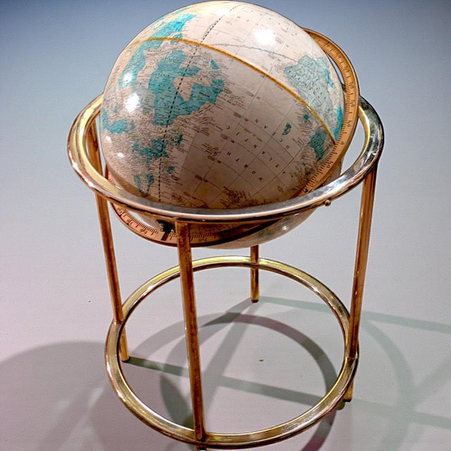 Collectible Cartographic Vintage 16" Cram's Imperial World Globe on Brass Toned Floor Stand For Sale In Palm Springs - Image 6 of 11