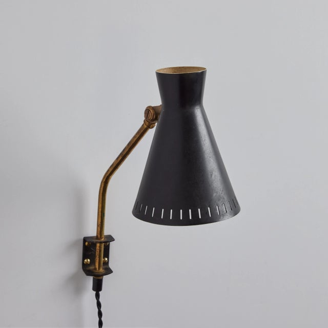 1950s Perforated Metal Diabolo Plug-In Wall Lamp Attributed to Mauri Almari For Sale - Image 12 of 12