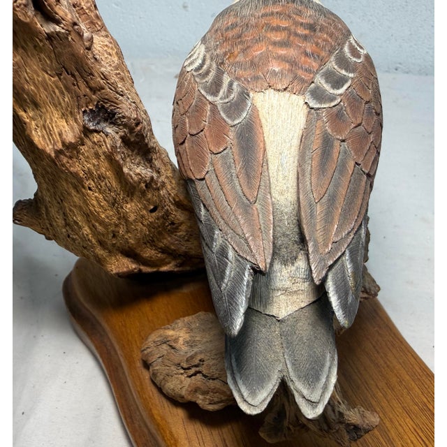 Vintage Original Hand Carved Wood Chas Derascavage Bird Decoy Sculpture Statue For Sale - Image 13 of 17