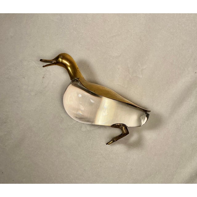 Metal Vintage Mid Century Modern Brass and Glass Duck Luca Bojola for Licio Zanetti For Sale - Image 7 of 12