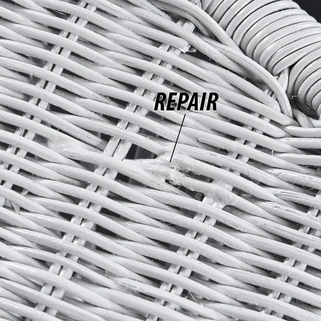 Wicker Salterini Radar Style Chairs With Pedestal Side Tables Seating Set For Sale - Image 14 of 14