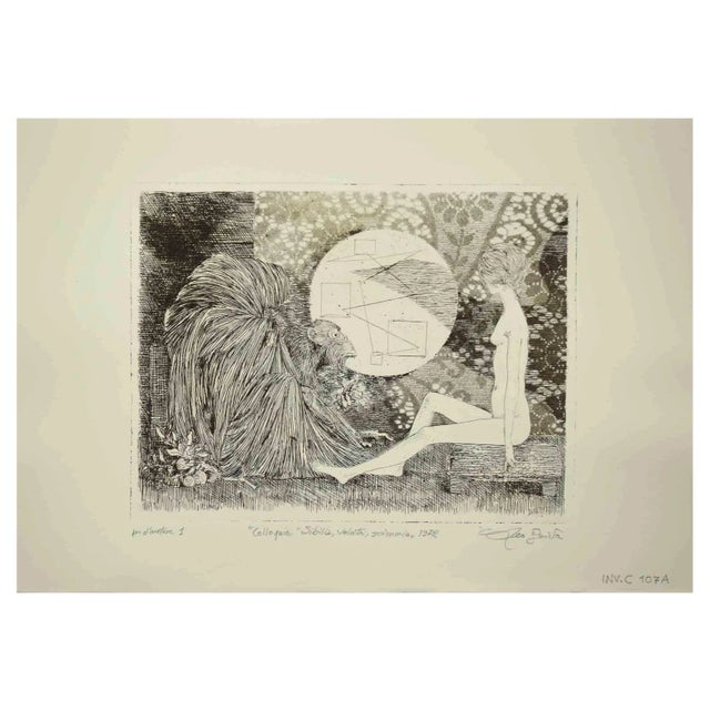 Leo Guida, The Conversation, Original Etching, 1972 For Sale