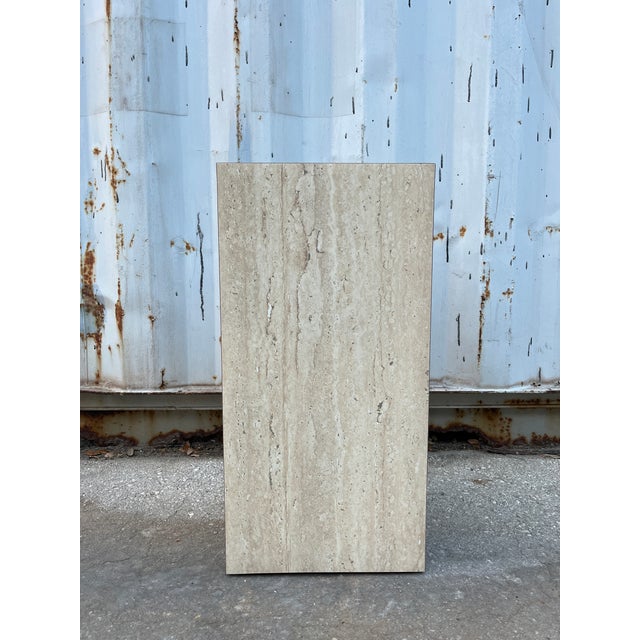 Large Vintage Postmodern Marbleized Wall Mirror. Circa 1980s Features a minimalist fully faux stone pattern laminated...