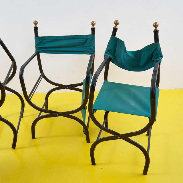 Vintage Metal Directors Chairs For Sale - Image 5 of 8