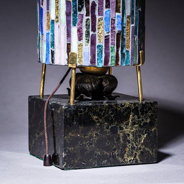 Metal Small Table Lamp with Glass Shade, 1960s For Sale - Image 7 of 9