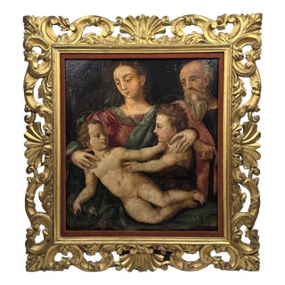 Italian School Artist, Holy Family, 1500s, Oil Painting, Framed For Sale
