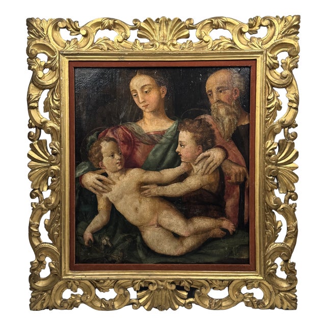 Italian School Artist, Holy Family, 1500s, Oil Painting, Framed For Sale
