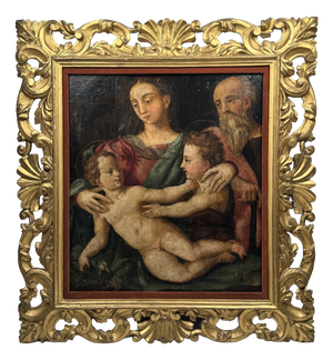 Italian School Artist, Holy Family, 1500s, Oil Painting, Framed