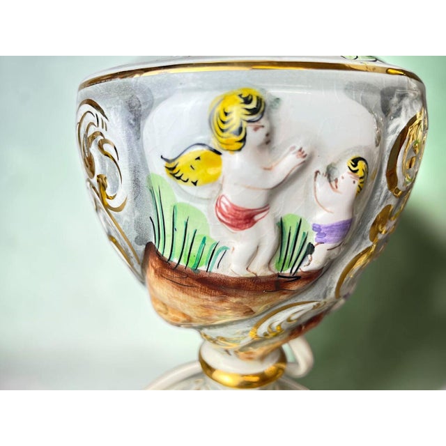 Portuguese Porcelain Hand Painted Table Lamps by Alcobaça Porcelain Factory, Set of 2 For Sale - Image 17 of 18