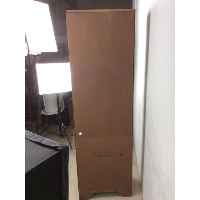 Vintage Campaign Style Oak Wall Unit With Brass Hardware For Sale - Image 15 of 17