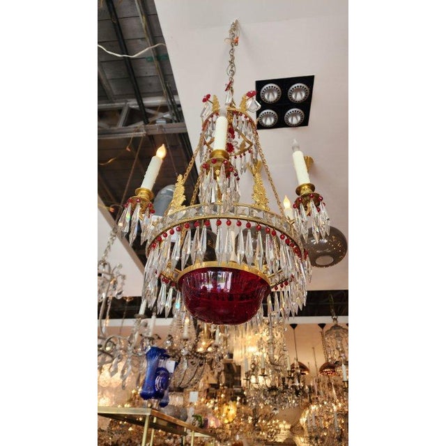 Brass Early 19th Century Empire Style Gilt-Brass and Glass Chandelier For Sale - Image 8 of 9