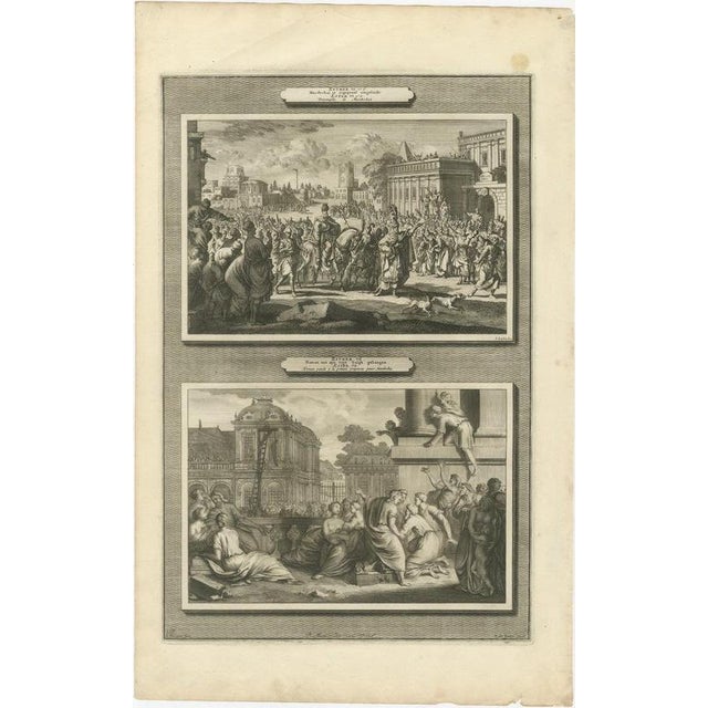 Baroque Pieter Mortier, Triumph of Mordecai and Haman Hanged on His Own Gallows, 1700, Engraving For Sale - Image 3 of 12