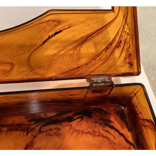 1970s Lucite Oblong Tortoise Shell Tissue Box Cover For Sale - Image 9 of 9