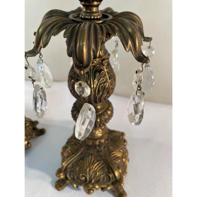 Early 20th Century French Baroque Style Brass Candle Holders With Votives - a Pair For Sale - Image 6 of 13