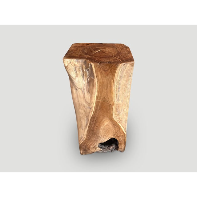 Contemporary Andrianna Shamaris Organic Teak Wood Pedestal or Side Table For Sale - Image 3 of 6