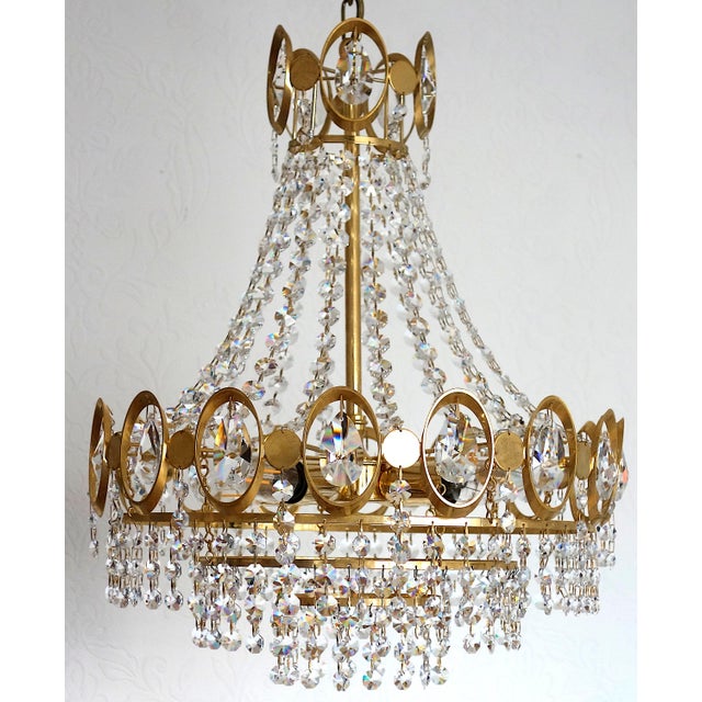 Brass and Lead Crystal 4-Light Chandelier from Weinfurtner, 1970s For Sale - Image 14 of 14