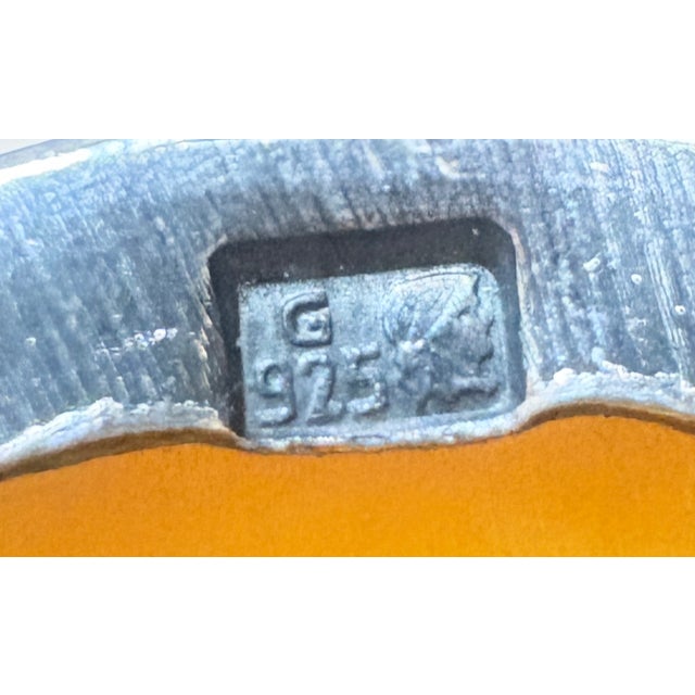 Modern Vintage Polish Baltic Egg Yolk Amber Sterling Silver Bracelet Gdansk 56.9g For Sale - Image 3 of 15