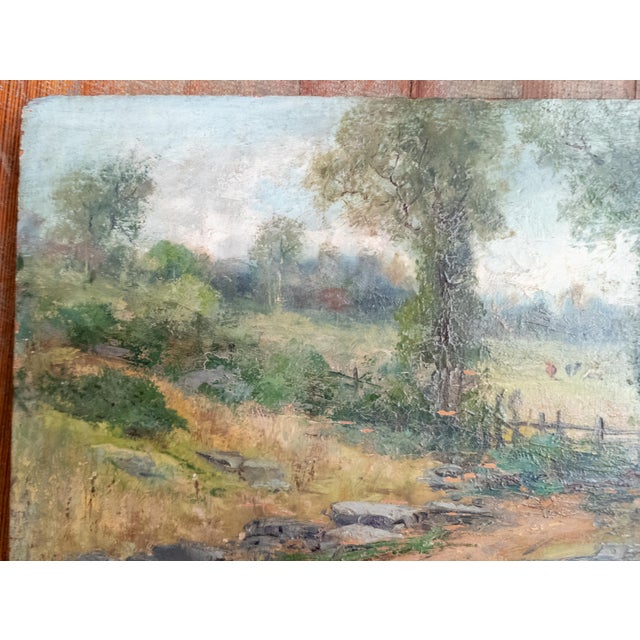 19th Century English or American Pastoral Landscape With Cows, Signed For Sale - Image 4 of 15