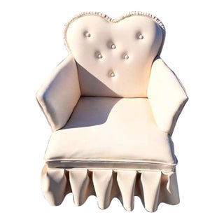 1950s Heart-Shaped Sweetheart Boudoir Chair, Attributed to LoveShackFancy For Sale