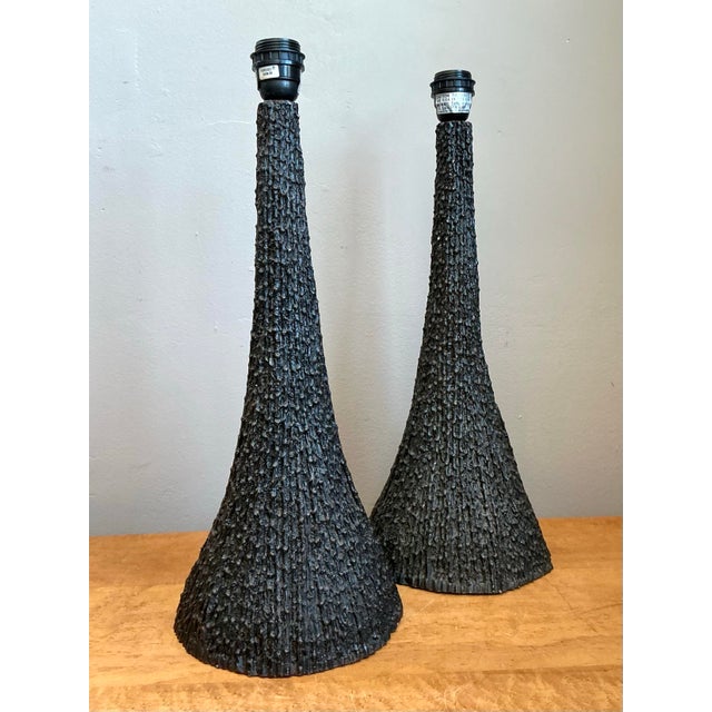 Vintage Textured Resin Table Lamps - Pair For Sale - Image 12 of 12