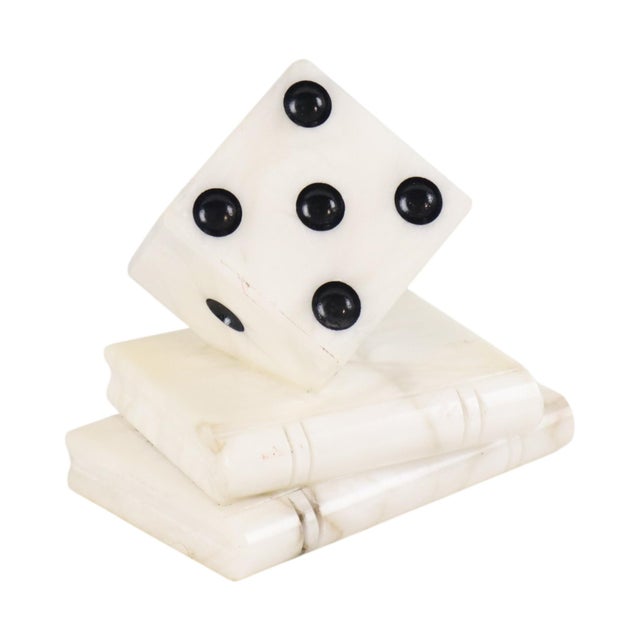 Vintage Alabaster Dice Paperweight Figurine For Sale - Image 4 of 14