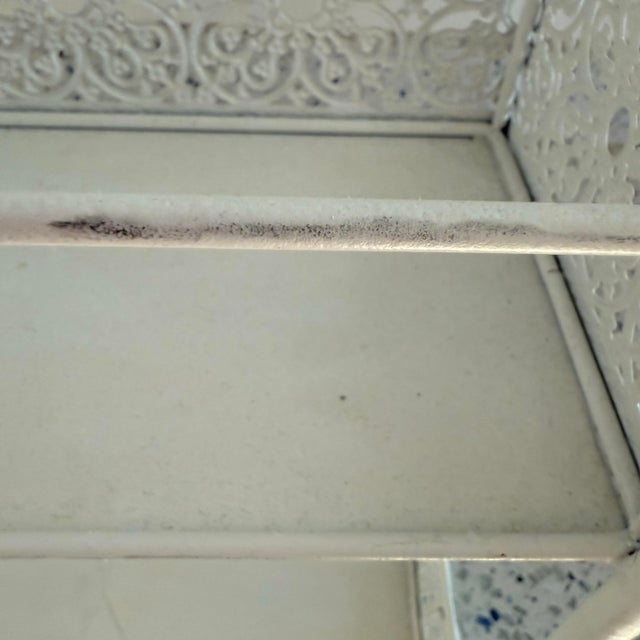 White Vintage Decorative Shabby Chic Metal Vanity Wall Shelf For Sale - Image 8 of 12