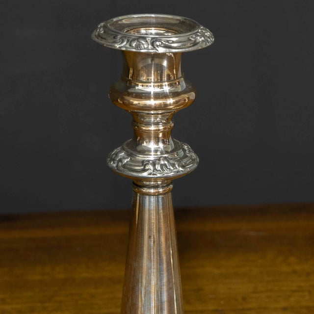 Silver Victorian Sheffield Plate Candlesticks, Set of 2 For Sale - Image 8 of 12