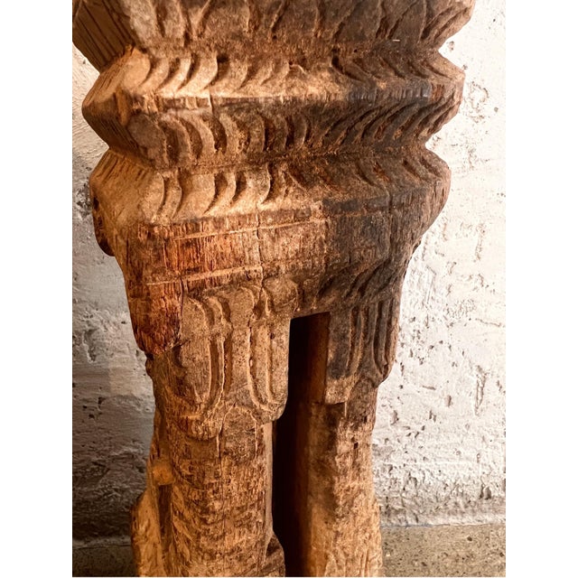 Wood Pair of 18th Century Carved Wooden Candle Sticks from Burma For Sale - Image 7 of 7