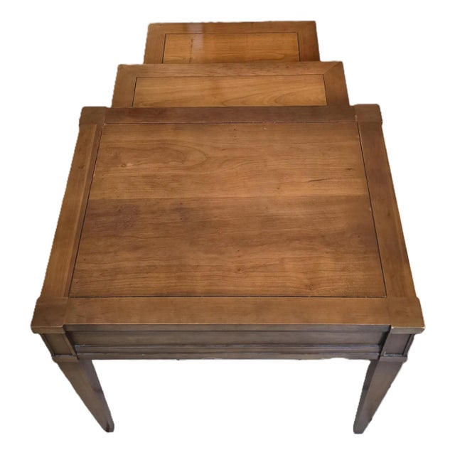 Mid 20th Century "Milan Cherry" Three-Piece Nesting Tables, Quality American For Sale