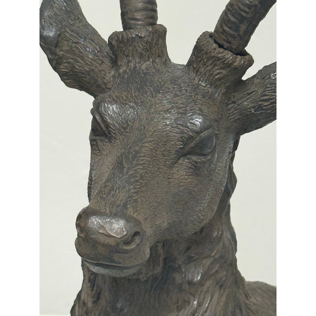 Majestic Antlered Resin Reindeer Sculptures, Pair For Sale In San Francisco - Image 6 of 12