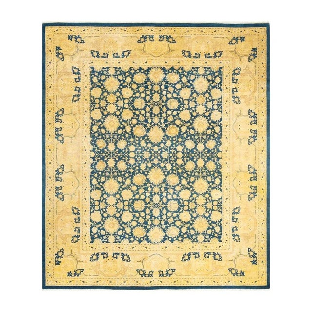 Blue Mogul, One-of-a-Kind Hand-Knotted Area Rug in Blue, 8' 4" x 9' 10" For Sale - Image 8 of 8