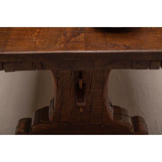 Large Brutalist Dining Table in Oak, 1970s For Sale - Image 10 of 18