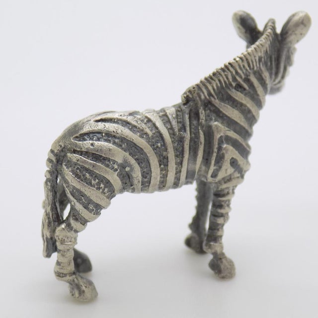 Vintage Italian Silver Detailed Zebra Figurine, 1970s For Sale - Image 4 of 11