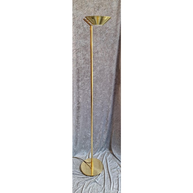 Height-Adjustable and Dimmable Uplighter with Brass Frame, 1980s For Sale - Image 3 of 7