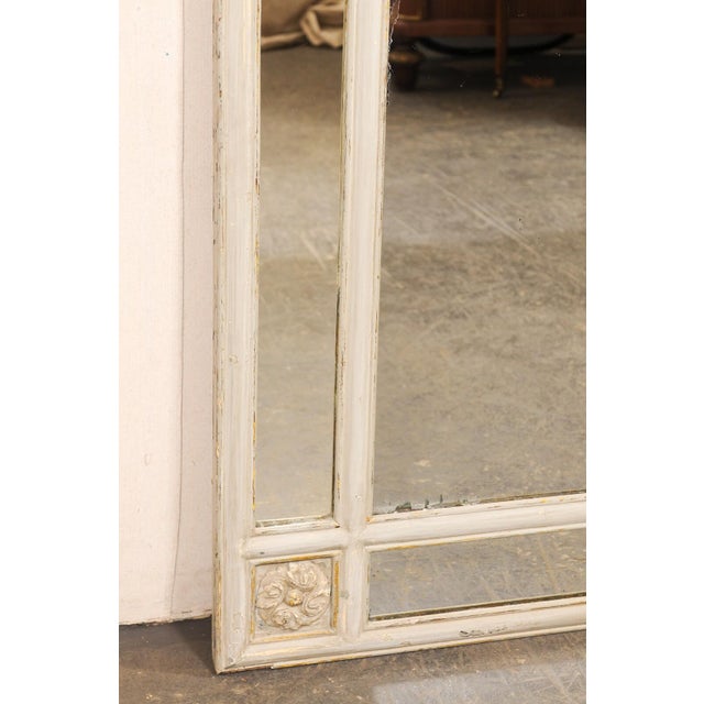 19th Century Antique French Glass Panel & Floral Mirror For Sale - Image 11 of 12