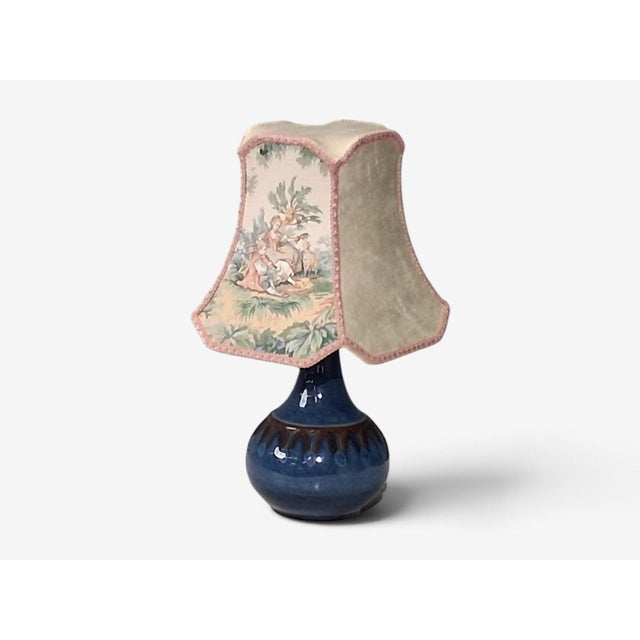 1960s Søholm Stentøj, Small Table Lamp, Dark Blue Stoneware, For Sale In New York - Image 6 of 13